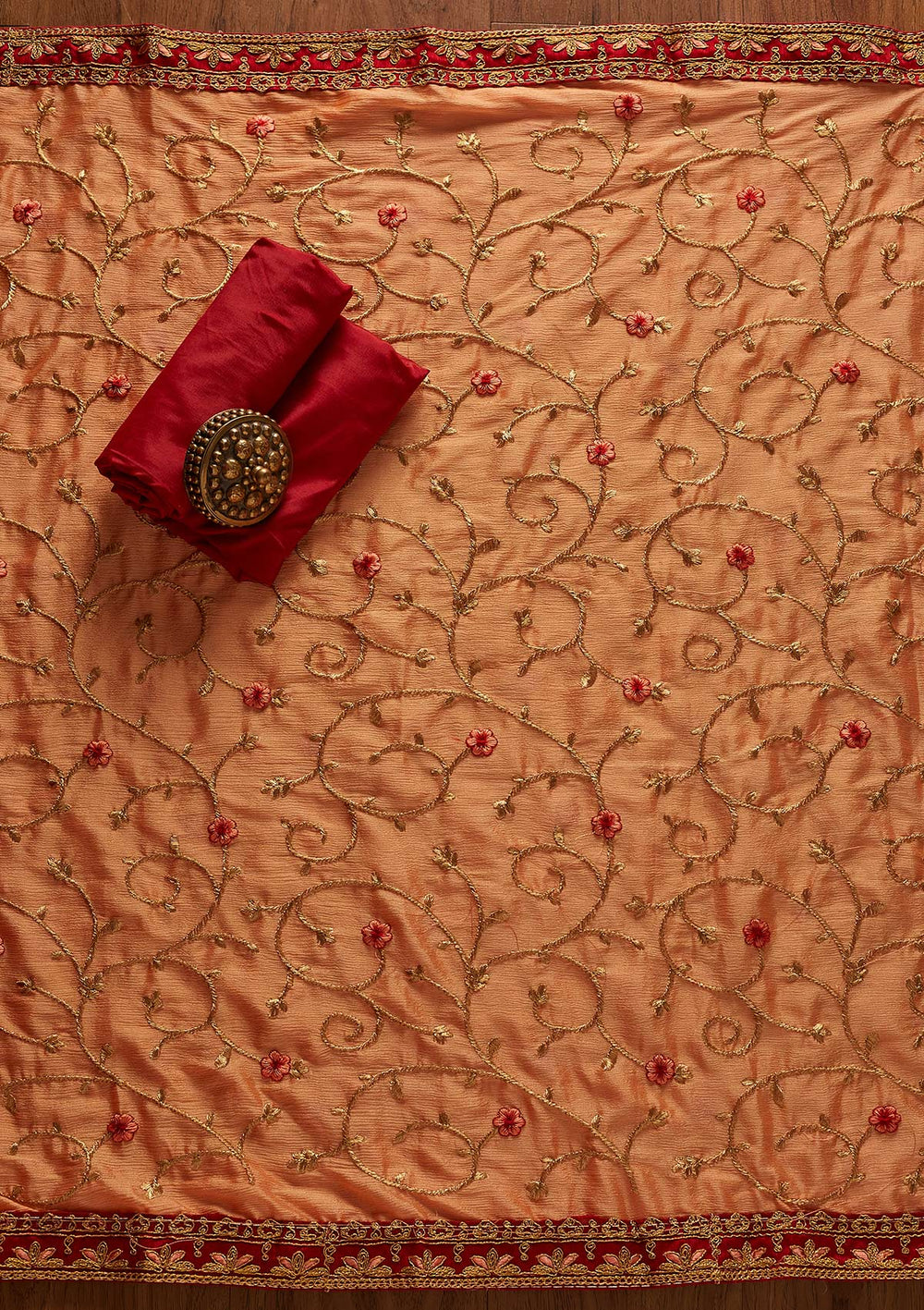 Maroon Zariwork Semi Crepe Designer Semi-Stitched Salwar Suit - koskii