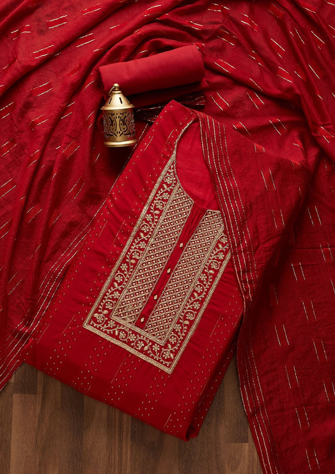 Maroon Zariwork Semi Crepe Designer Semi-Stitched Salwar Suit - Koskii