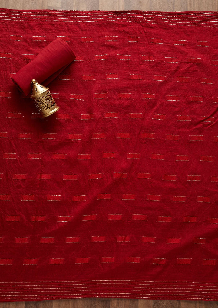 Maroon Zariwork Semi Crepe Designer Semi-Stitched Salwar Suit - Koskii