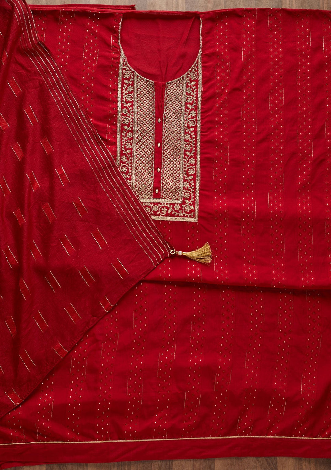Maroon Zariwork Semi Crepe Designer Semi-Stitched Salwar Suit - Koskii