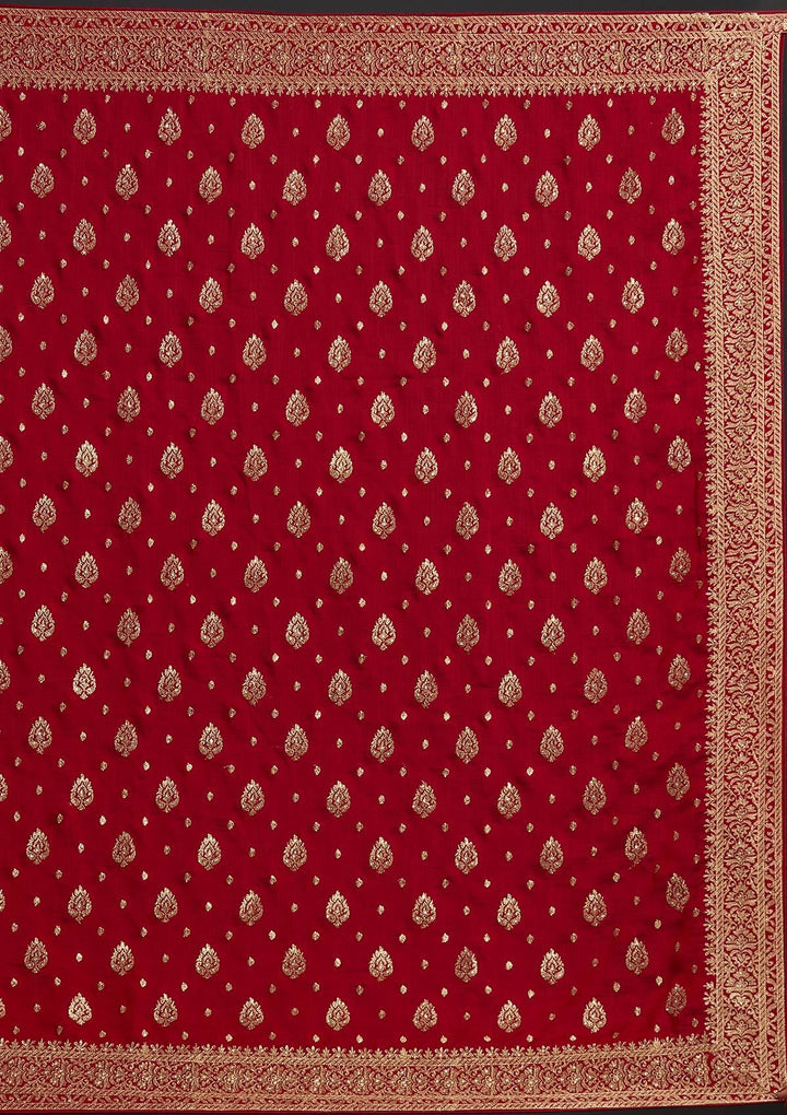 Maroon Zariwork Semi Crepe Designer Saree - koskii