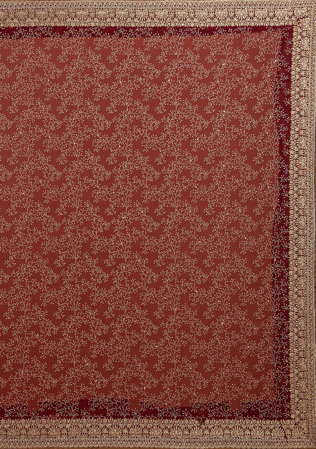 Maroon Zariwork Shimmer Saree - Koskii