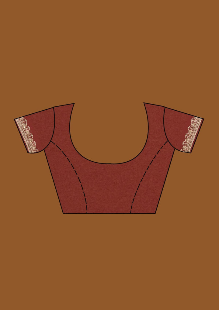 Maroon Zariwork Shimmer Saree - Koskii