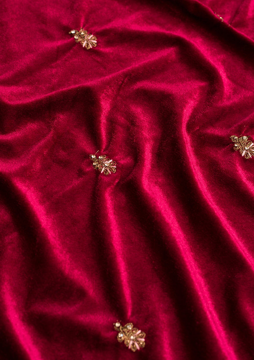 Maroon Zariwork Velvet Dupatta-Koskii