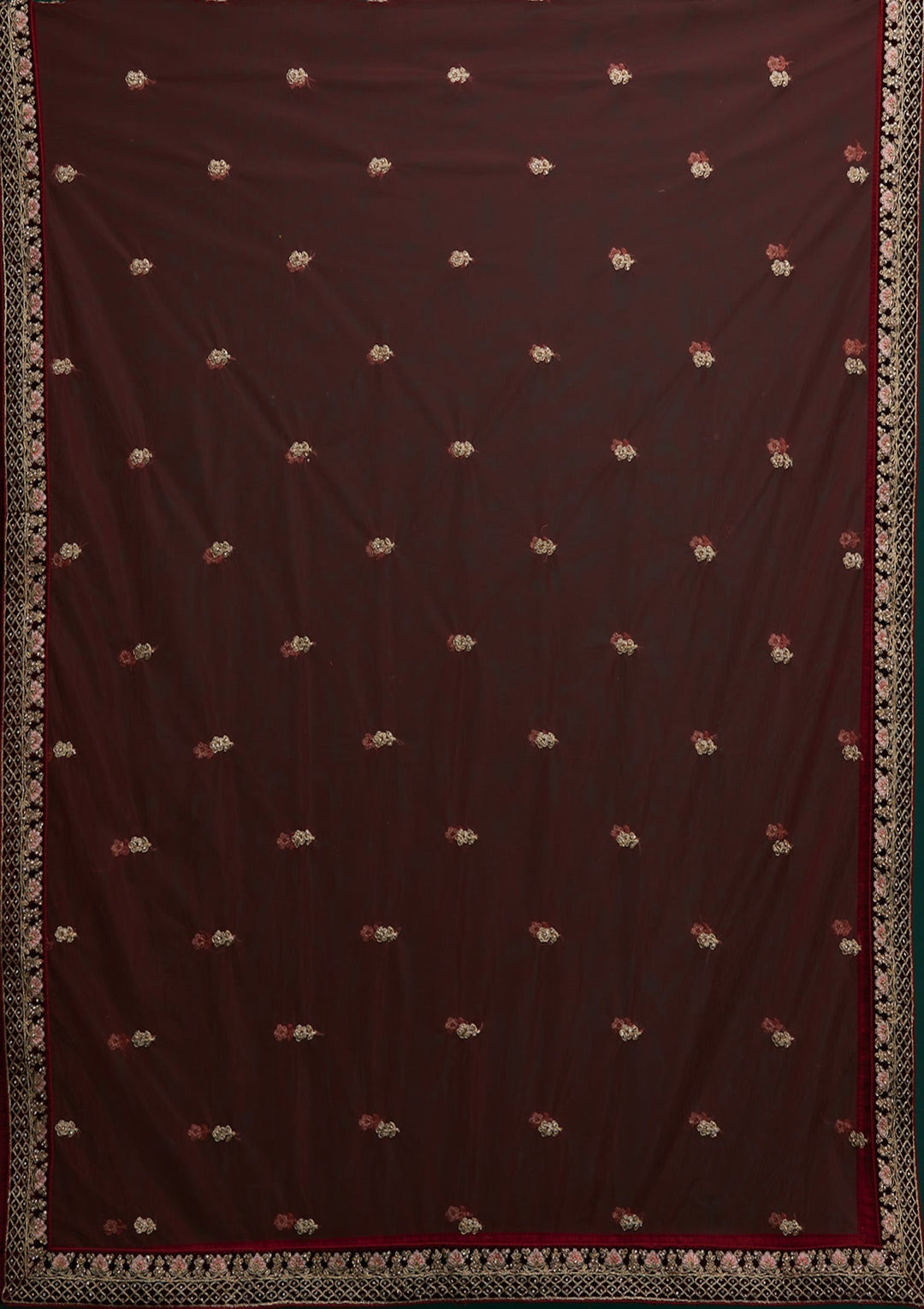 Maroon Zariwork Velvet Designer Lehenga - Koskii