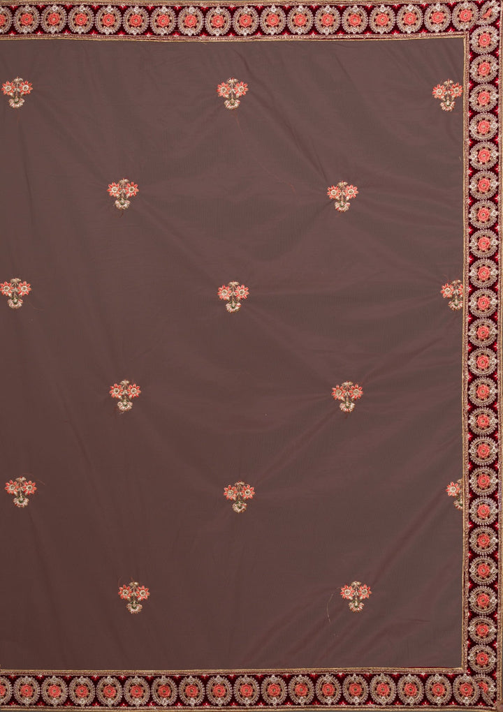Maroon Zariwork Velvet Lehenga-koskii