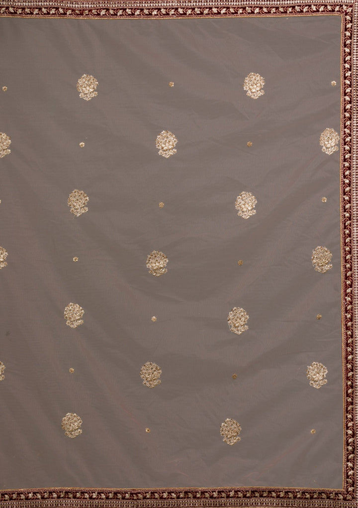 Maroon Zariwork Velvet Lehenga-koskii