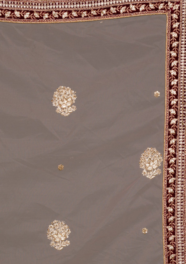 Maroon Zariwork Velvet Lehenga-koskii