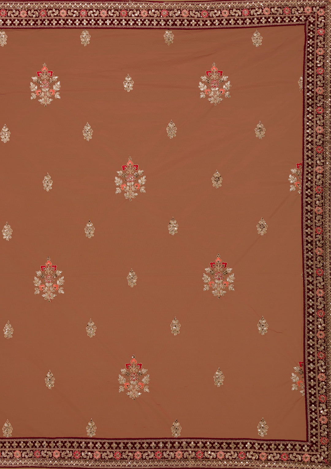 Maroon Zariwork Velvet Designer Lehenga-Koskii