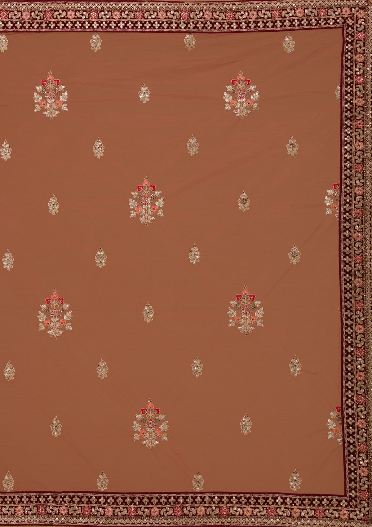 Maroon Zariwork Velvet Designer Lehenga-Koskii