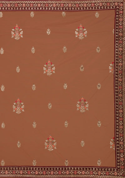 Maroon Zariwork Velvet Designer Lehenga-Koskii
