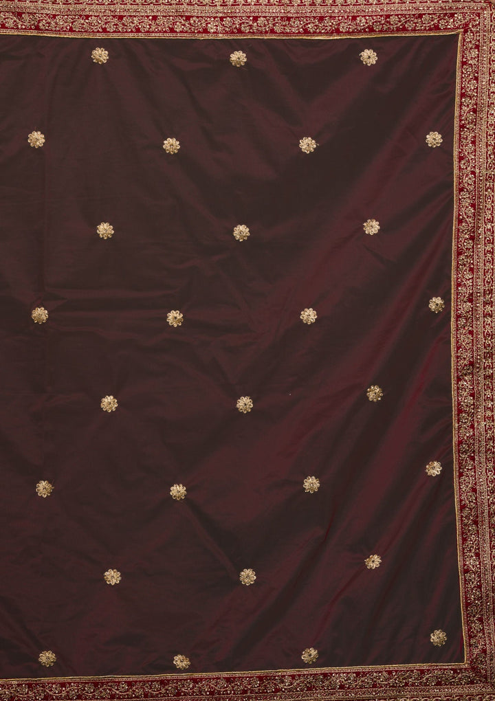 Maroon Zariwork Velvet Lehenga-koskii