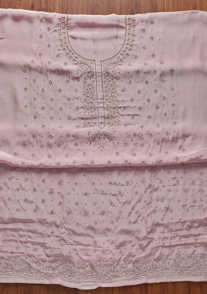 Mauve Cutdana Semi Crepe Designer Unstitched Salwar Suit - koskii