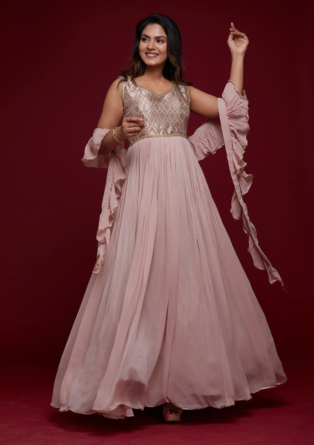 Mauve Pearlwork Georgette Designer Salwar Suit - Koskii