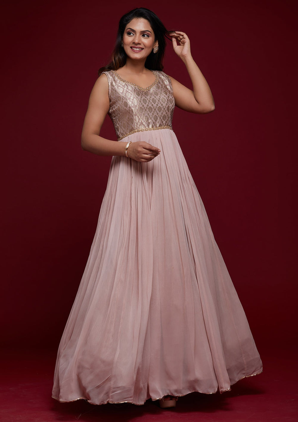 Mauve Pearlwork Georgette Designer Salwar Suit - Koskii
