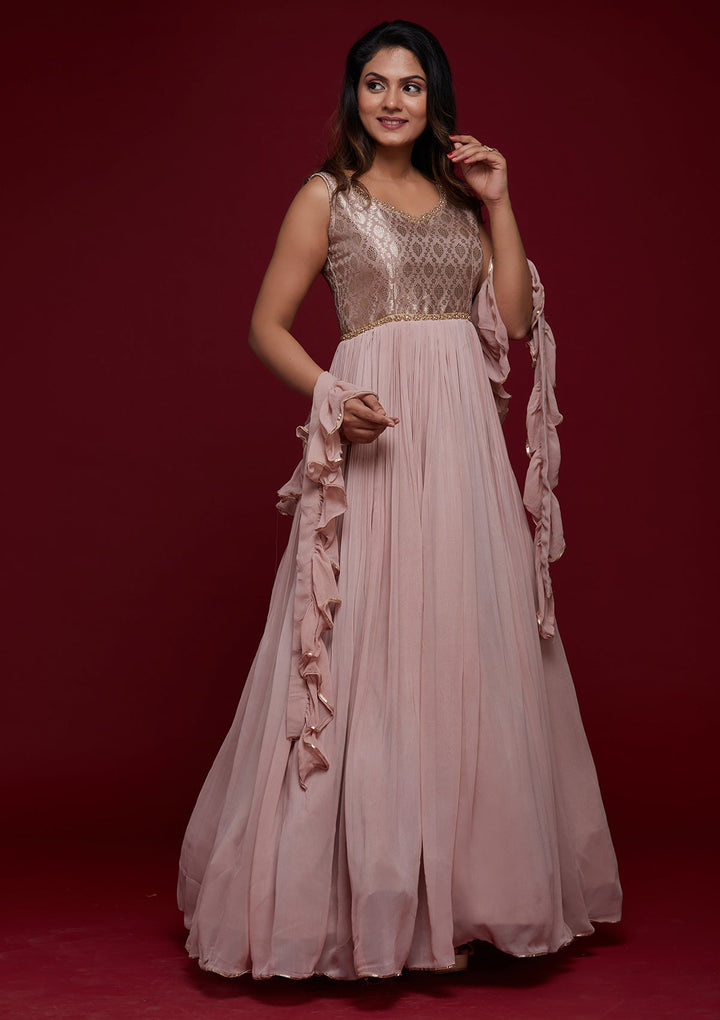 Mauve Pearlwork Georgette Designer Salwar Suit - Koskii