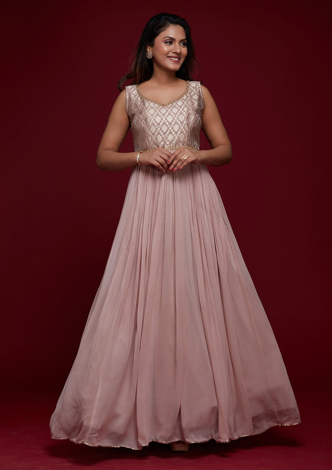 Mauve Pearlwork Georgette Designer Salwar Suit - Koskii