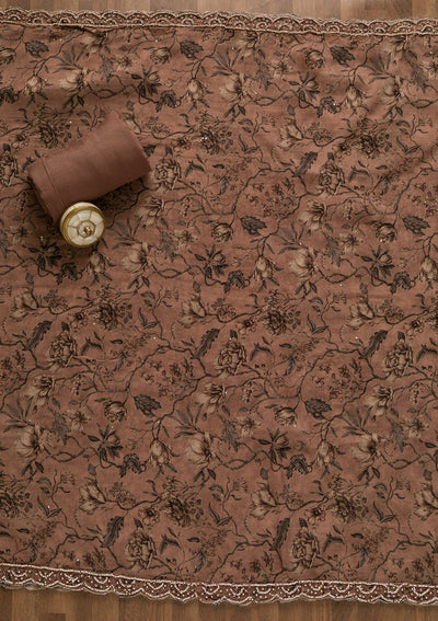 Mauve Pearlwork Organza Unstitched Salwar Kameez-Koskii