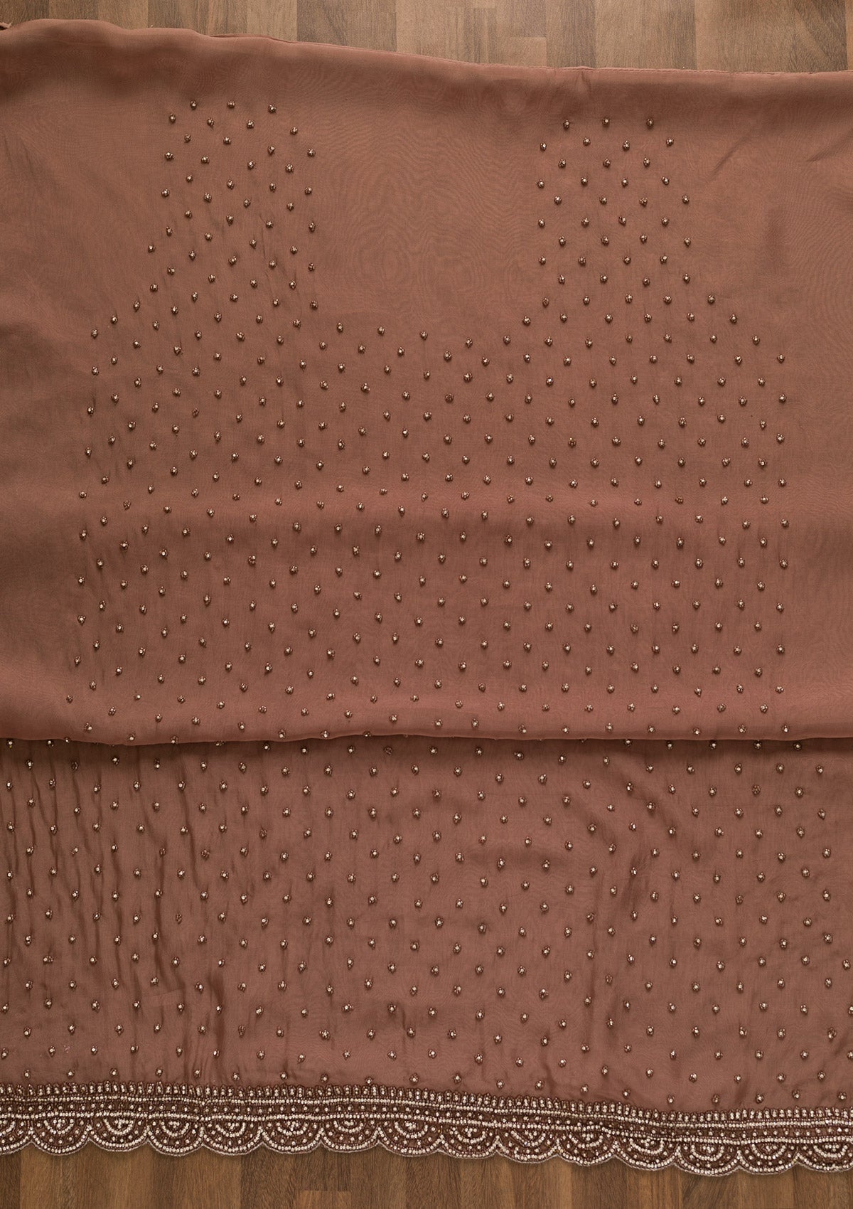 Mauve Pearlwork Organza Unstitched Salwar Kameez-Koskii