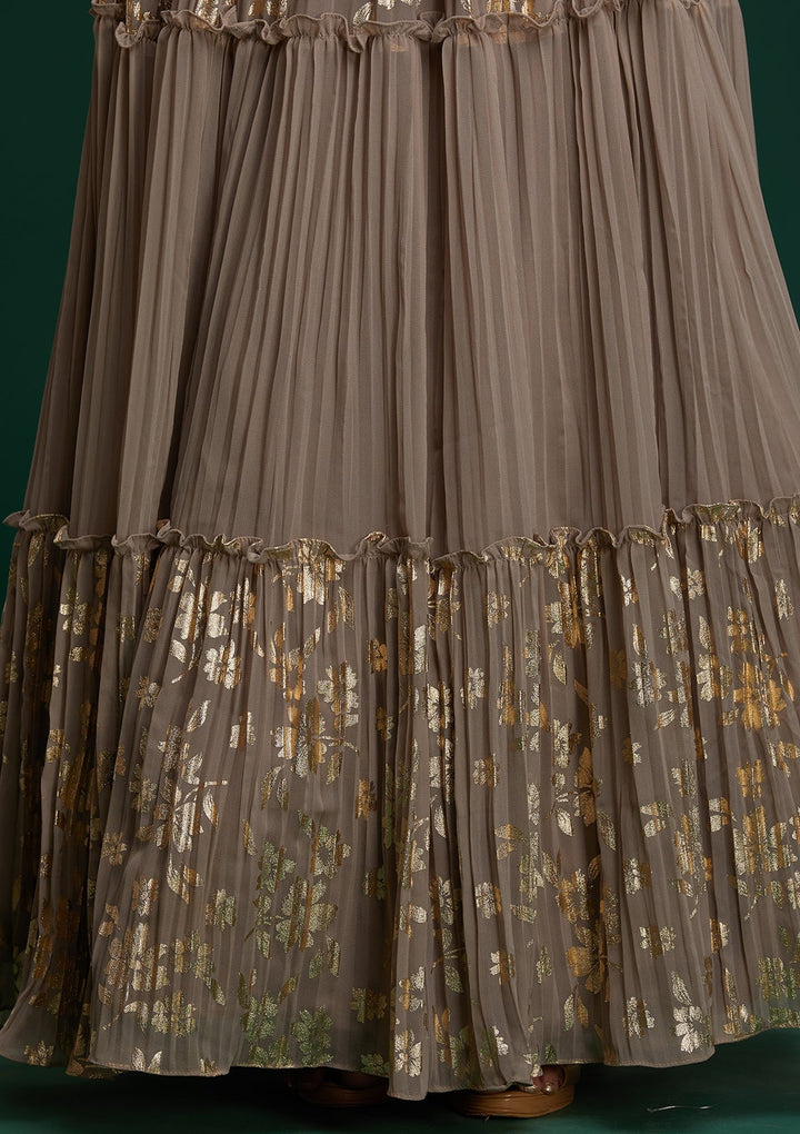 Mauve Print Georgette Designer Anarkali Suit - Koskii