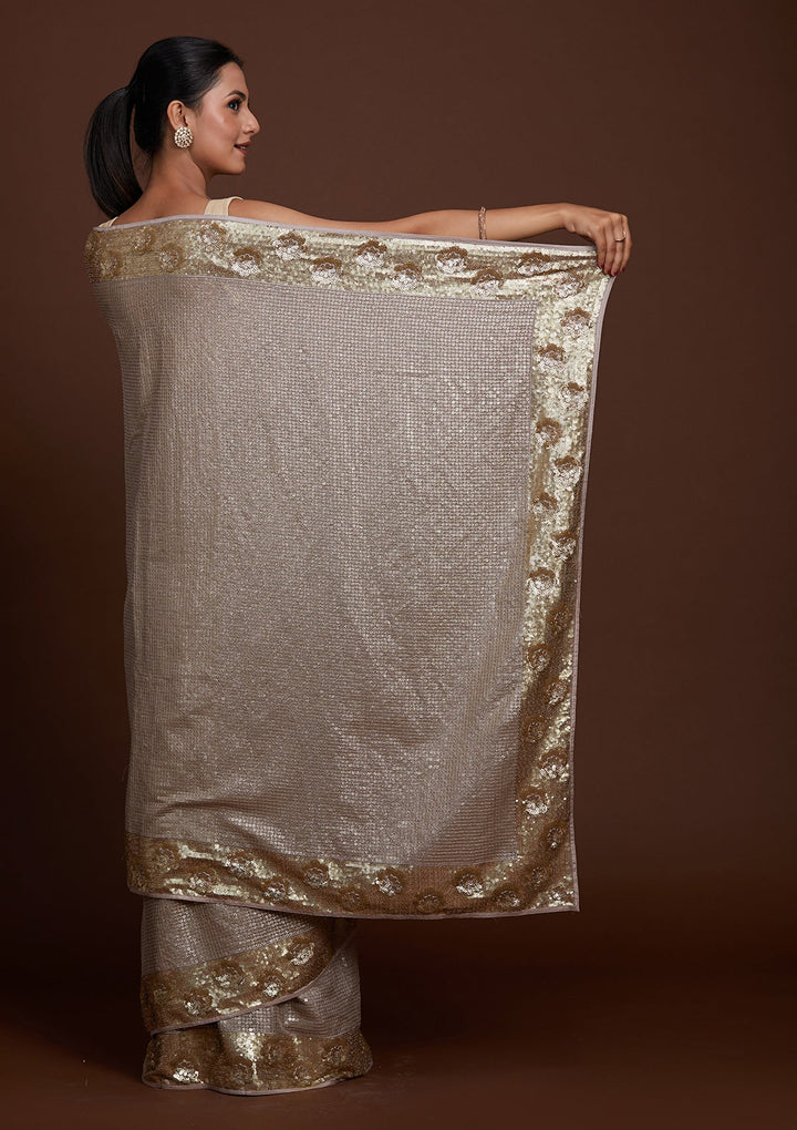 Mauve Sequins Georgette Saree-Koskii