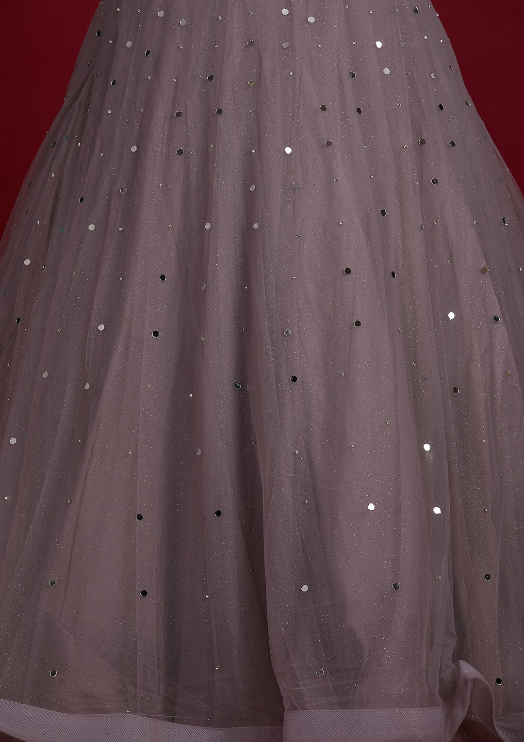Mauve Silver Stonework Net Designer Lehenga - Koskii