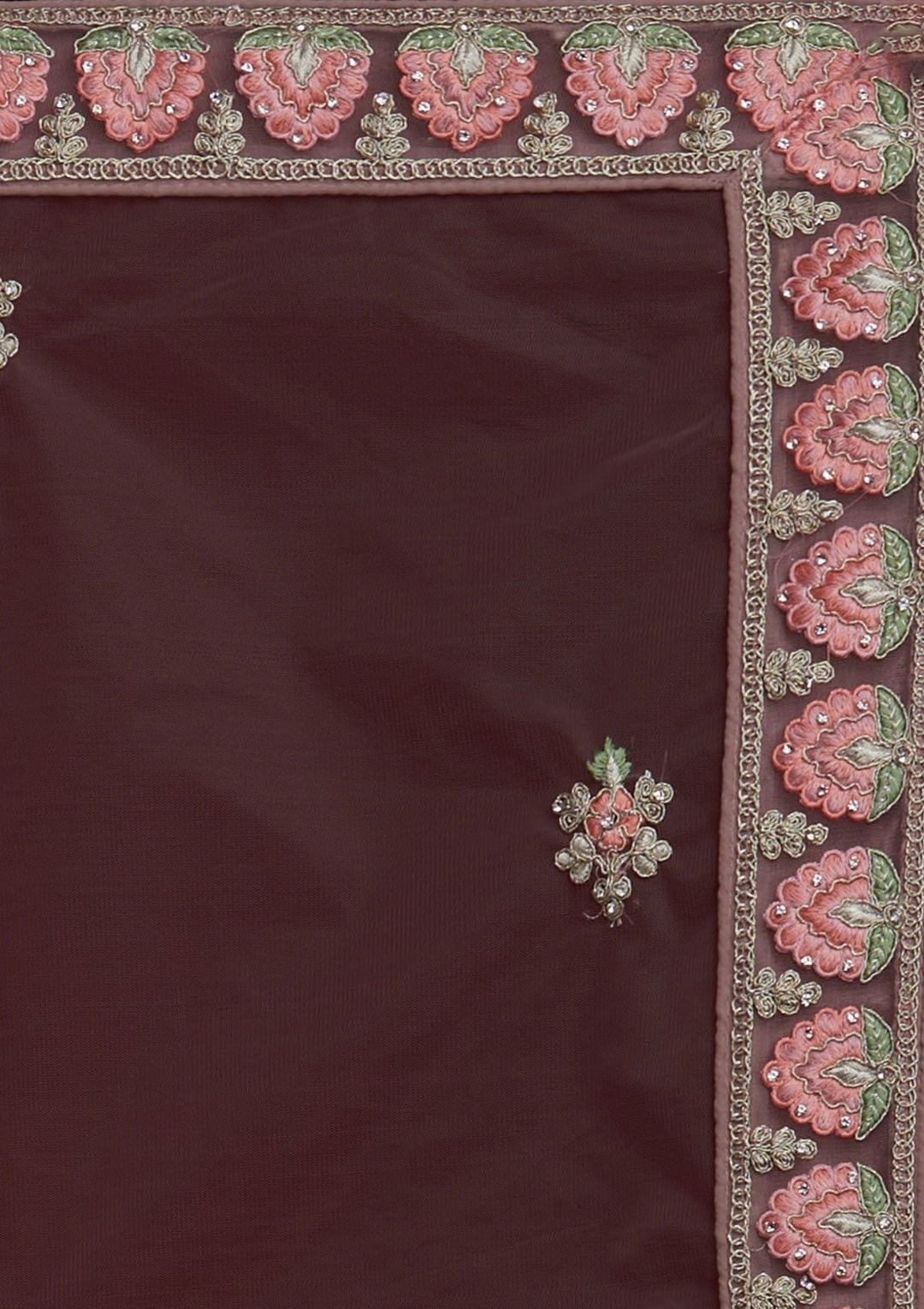 Mauve Silver Stonework Net Designer Semi-Stitched Lehenga - koskii