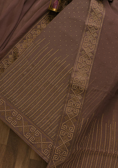 Mauve Stonework Georgette Unstitched Salwar Kameez-Koskii