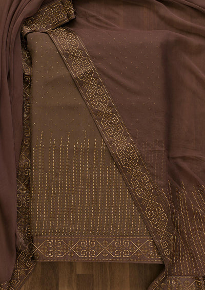 Mauve Stonework Georgette Unstitched Salwar Kameez-Koskii