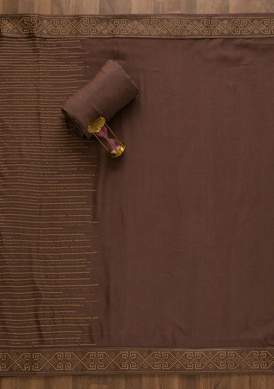 Mauve Stonework Georgette Unstitched Salwar Kameez-Koskii