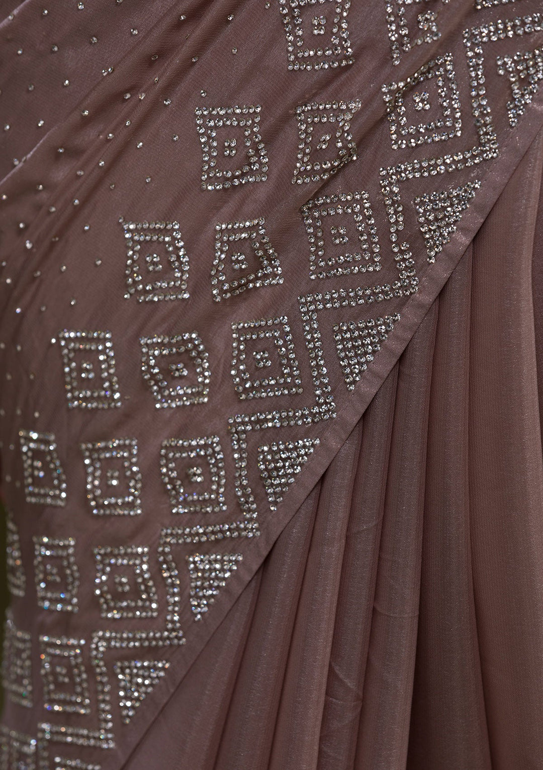 Mauve Stonework Shimmer Saree-Koskii