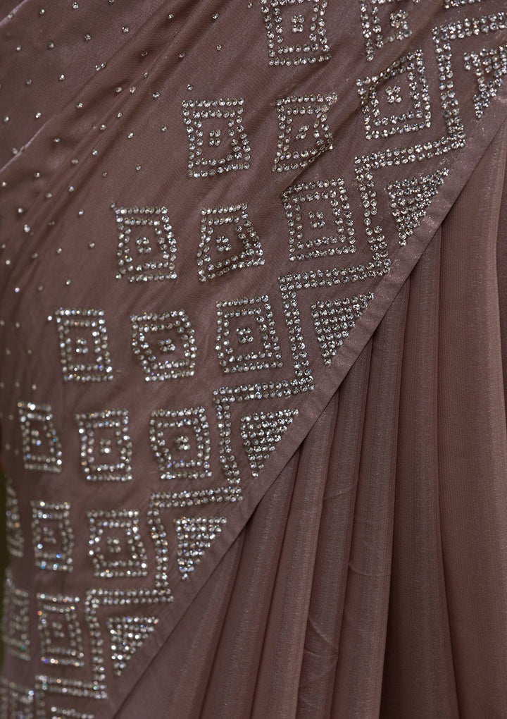 Mauve Stonework Shimmer Saree-Koskii