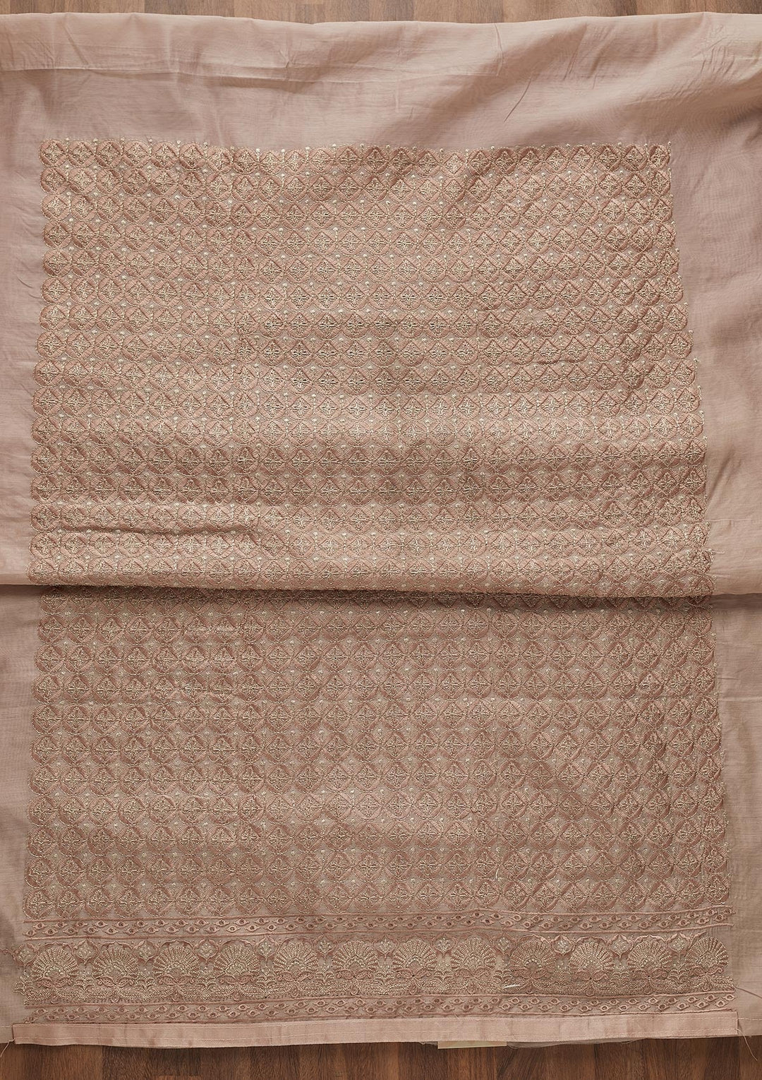 Mauve Threadwork Chanderi Unstitched Salwar Suit-Koskii