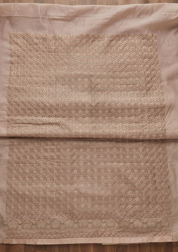 Mauve Threadwork Chanderi Unstitched Salwar Suit-Koskii