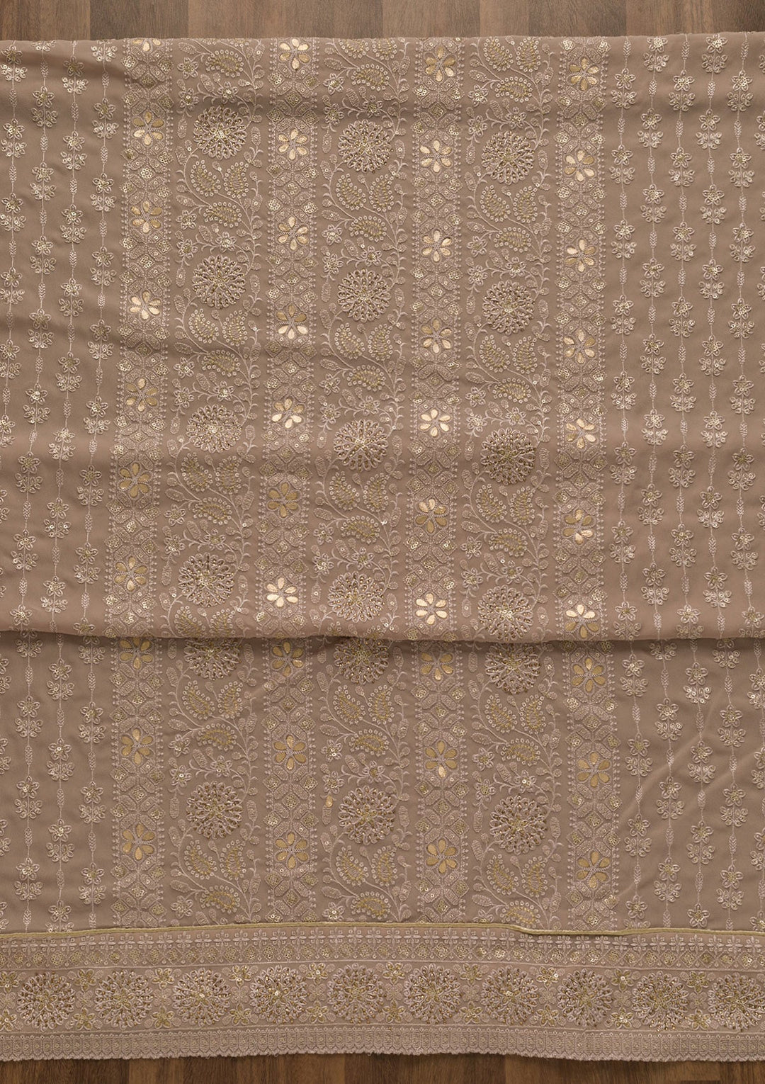 Mauve Threadwork Georgette Unstitched Salwar Suit-Koskii