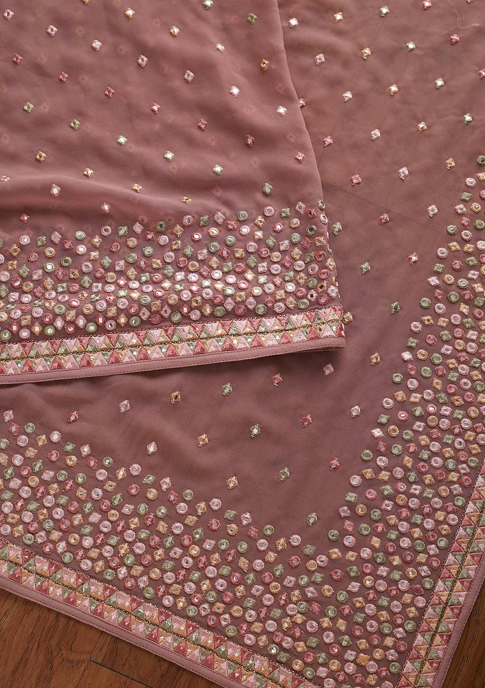 Mauve Threadwork Georgette Designer Saree - koskii