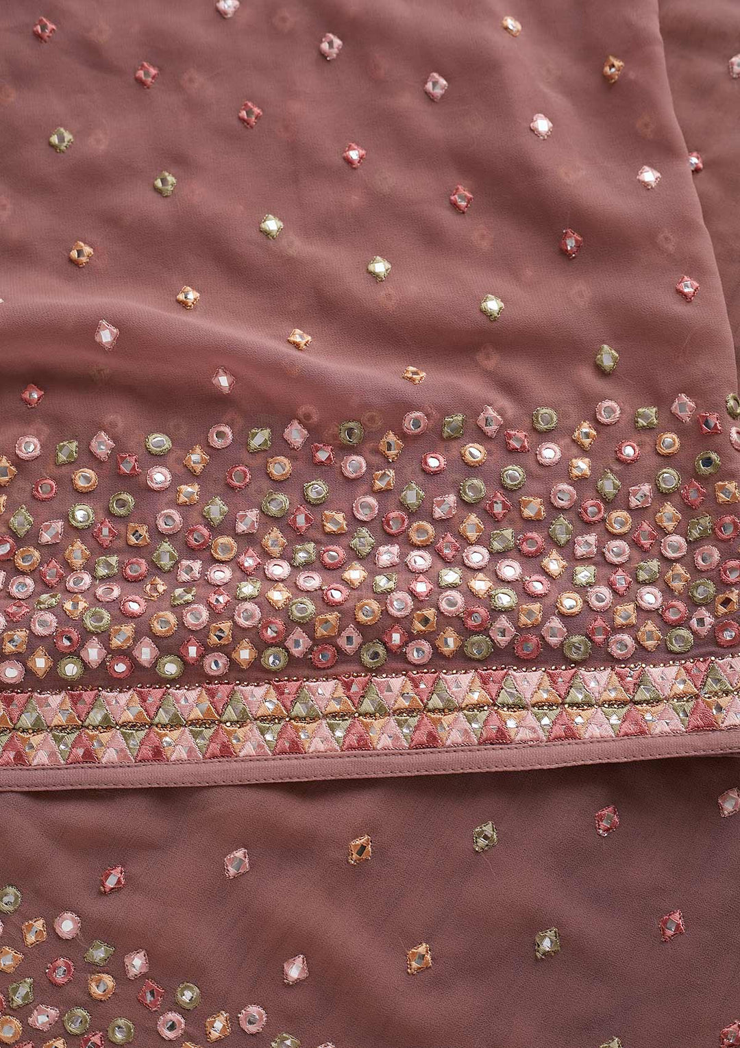 Mauve Threadwork Georgette Designer Saree - koskii