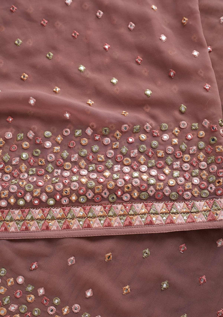 Mauve Threadwork Georgette Designer Saree - koskii