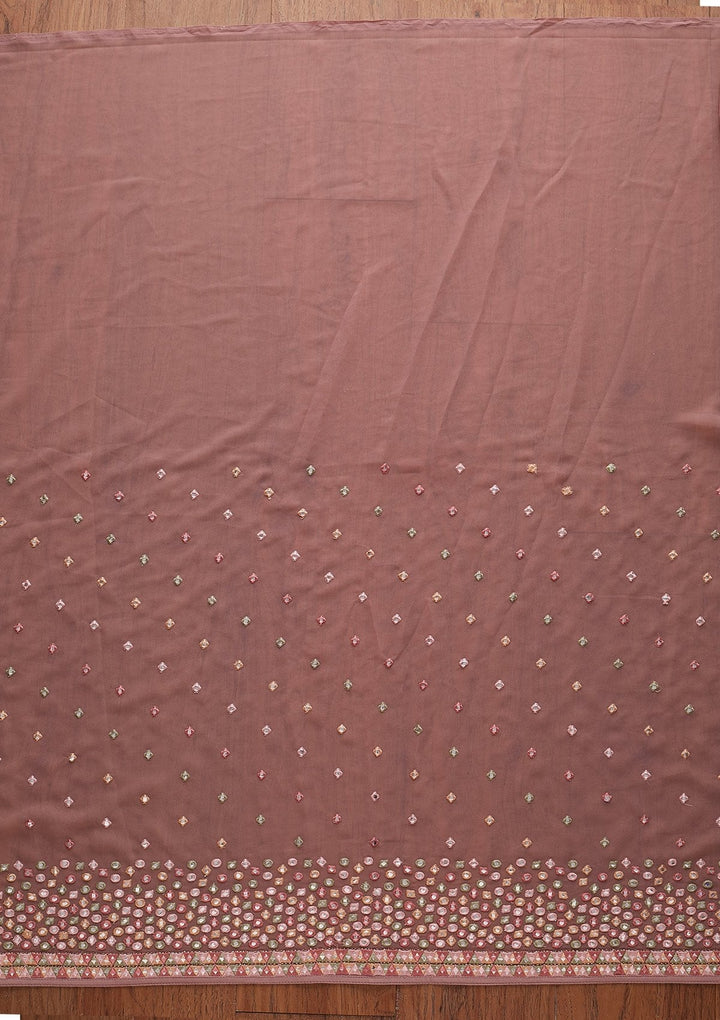 Mauve Threadwork Georgette Designer Saree - koskii