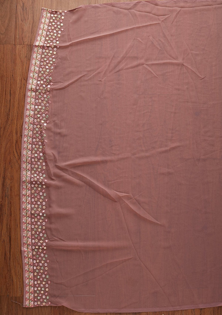Mauve Threadwork Georgette Designer Saree - koskii