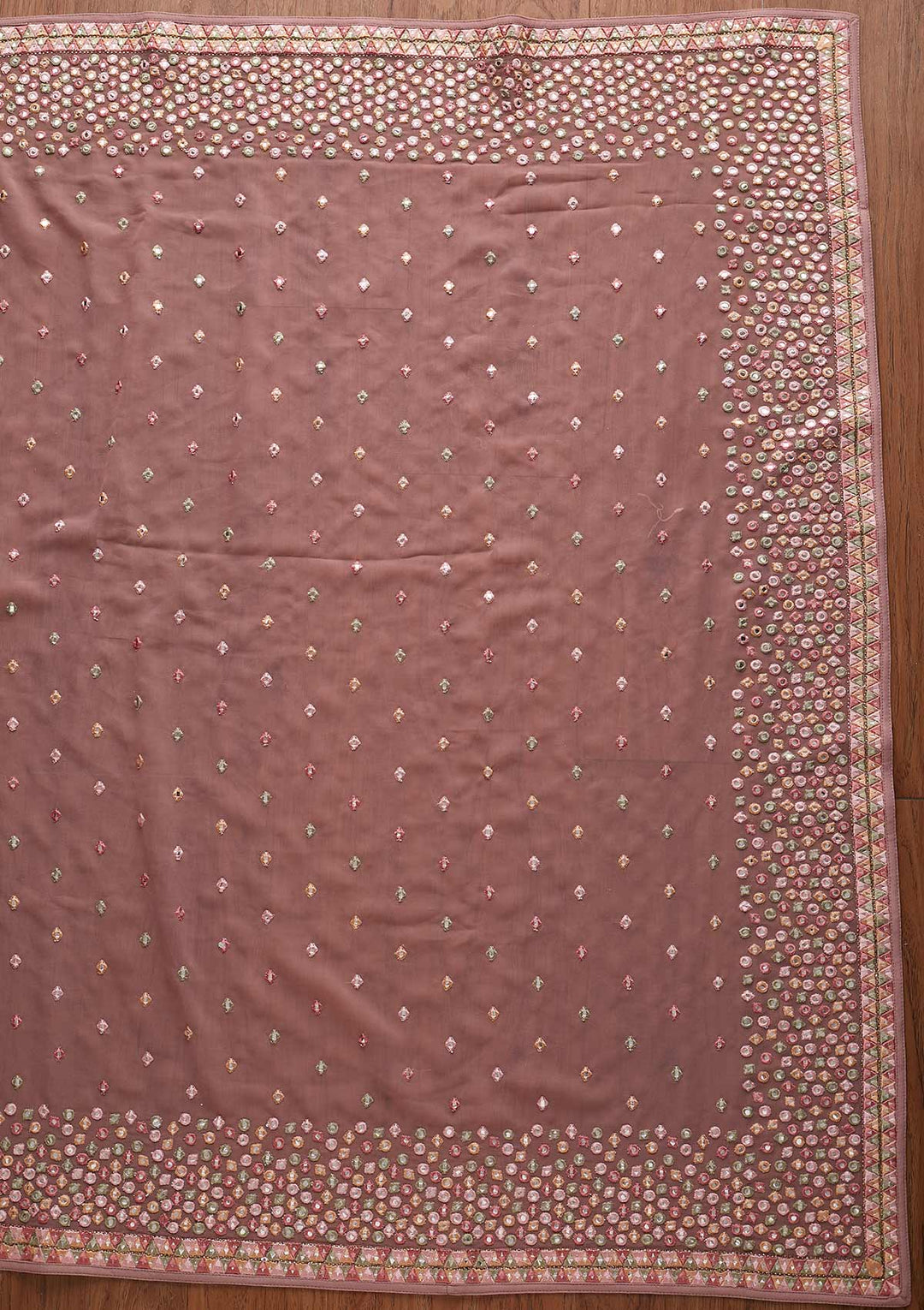 Mauve Threadwork Georgette Designer Saree - koskii