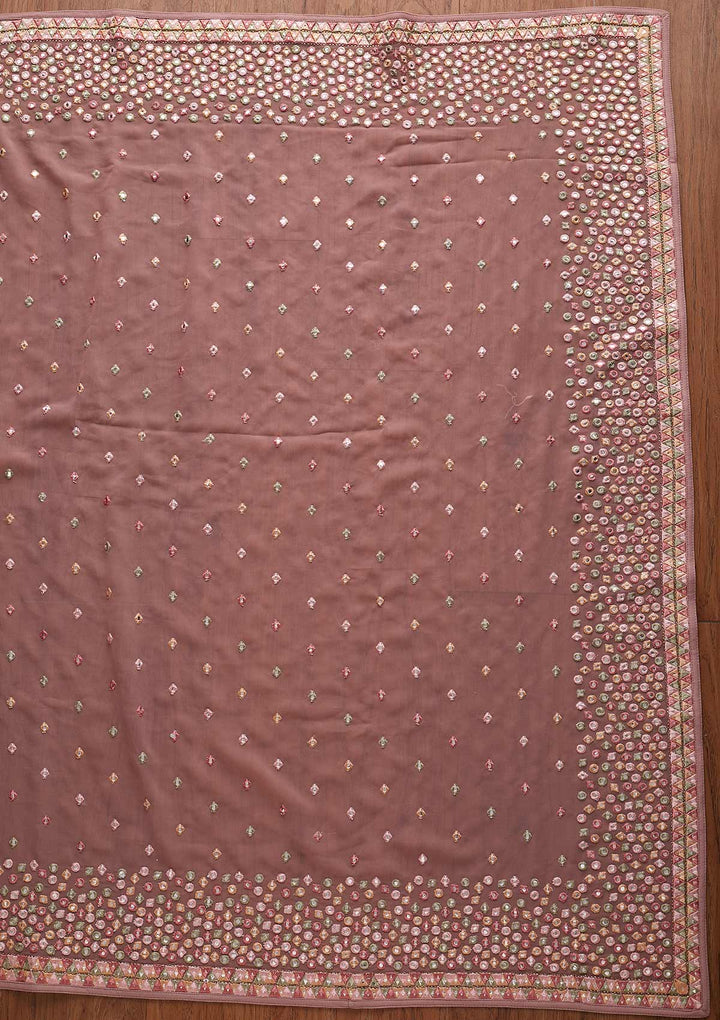 Mauve Threadwork Georgette Designer Saree - koskii