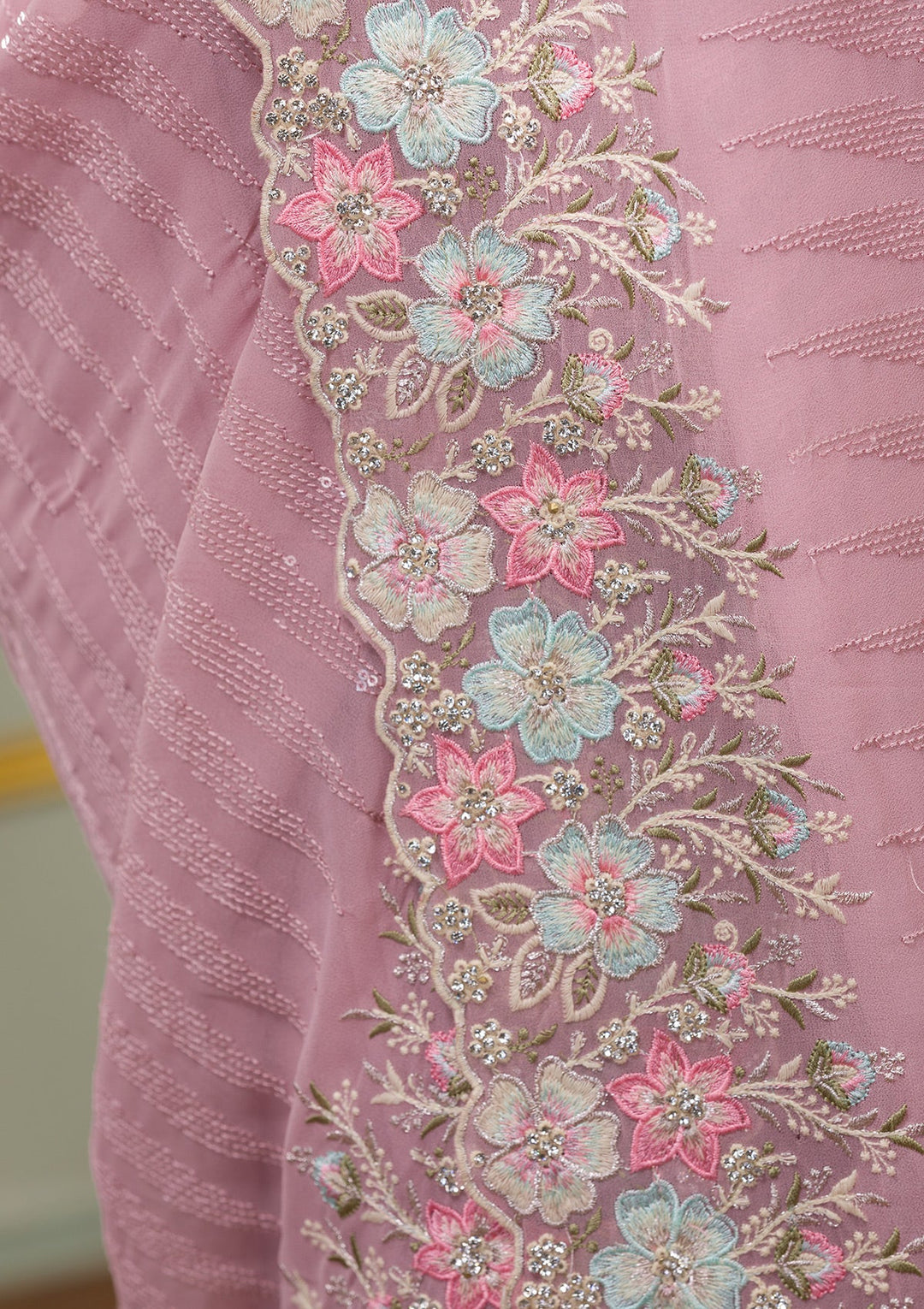 Mauve Threadwork Georgette Saree-Koskii