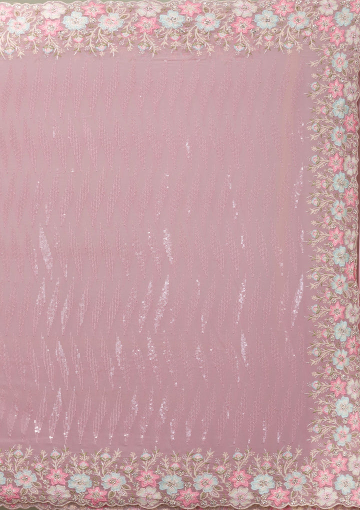 Mauve Threadwork Georgette Saree-Koskii