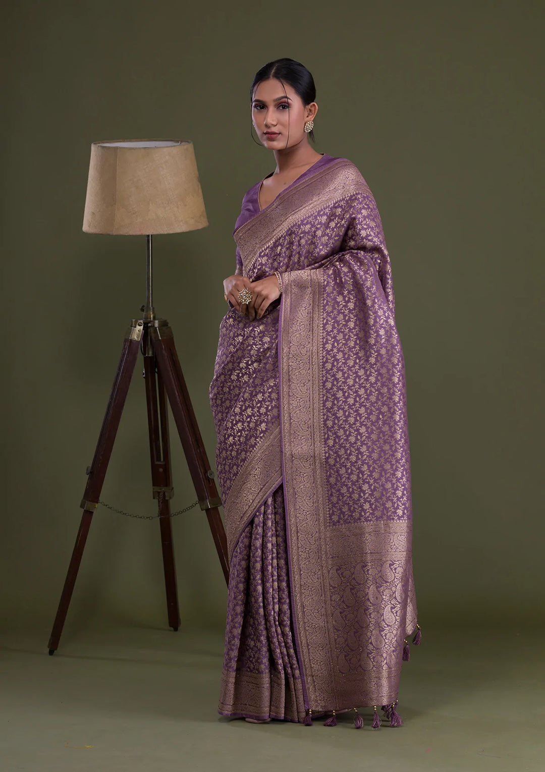 Mauve Zariwork Brocade Saree-Koskii