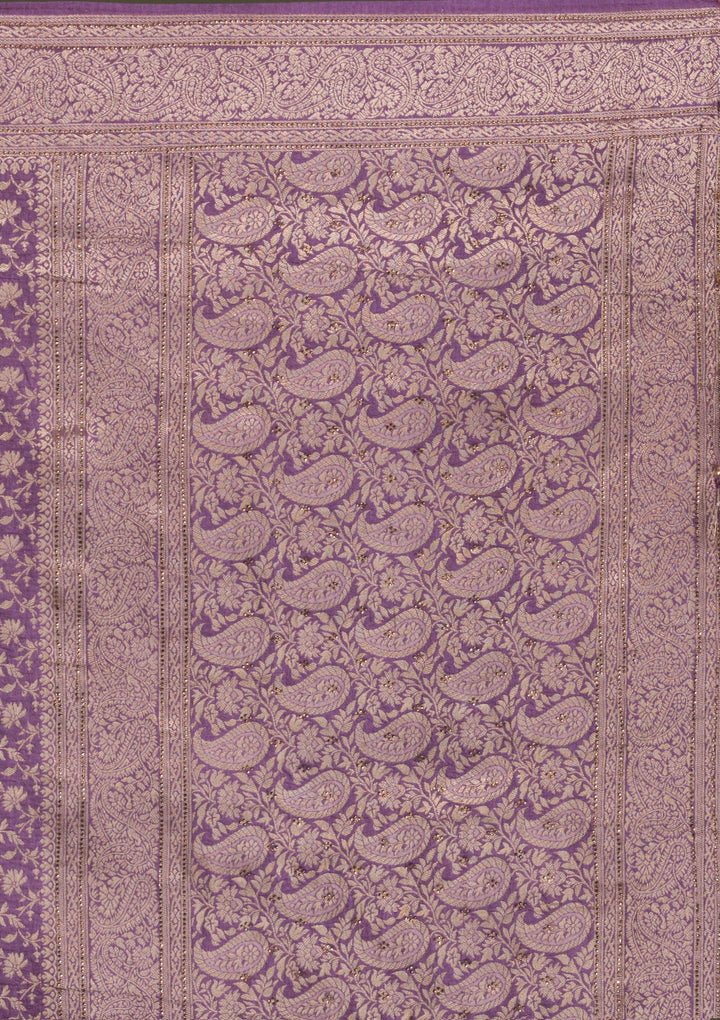 Mauve Zariwork Brocade Saree-Koskii