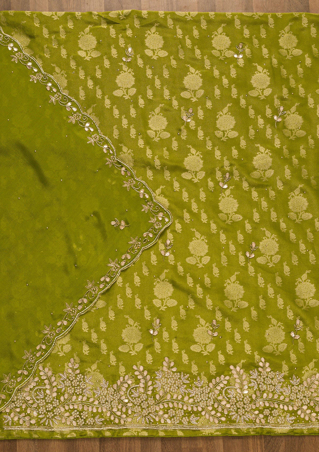 Mehendi Gotapatti Brocade Salwar Kameez-Koskii