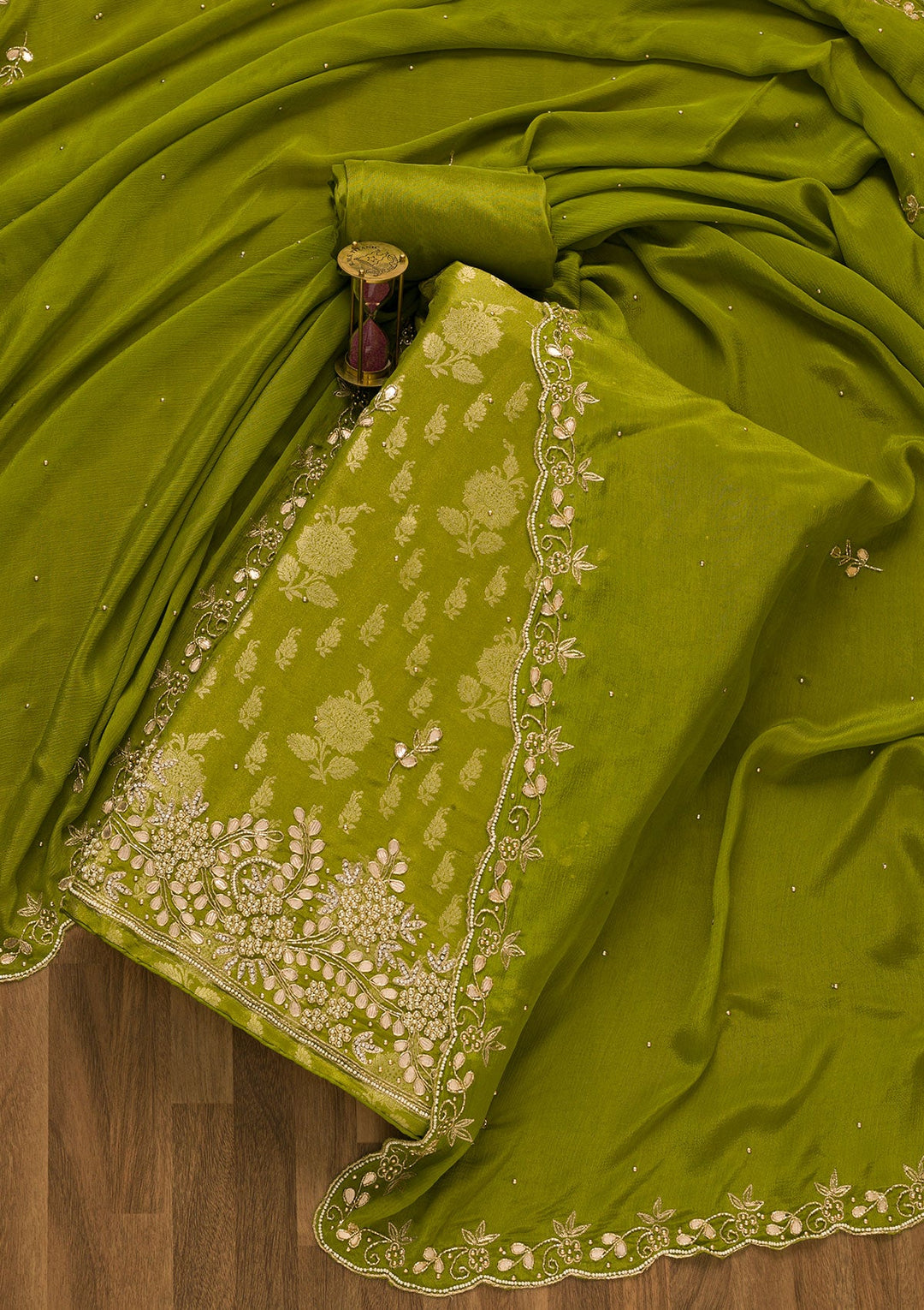 Mehendi Gotapatti Brocade Salwar Kameez-Koskii