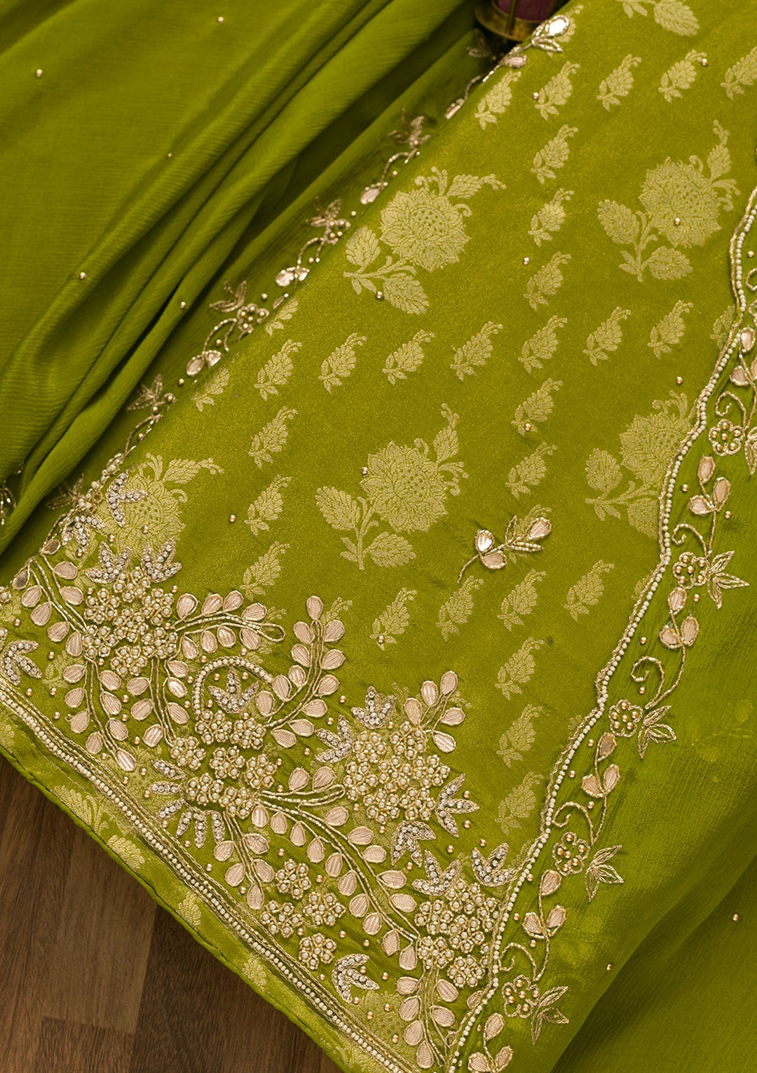 Mehendi Gotapatti Brocade Salwar Kameez-Koskii