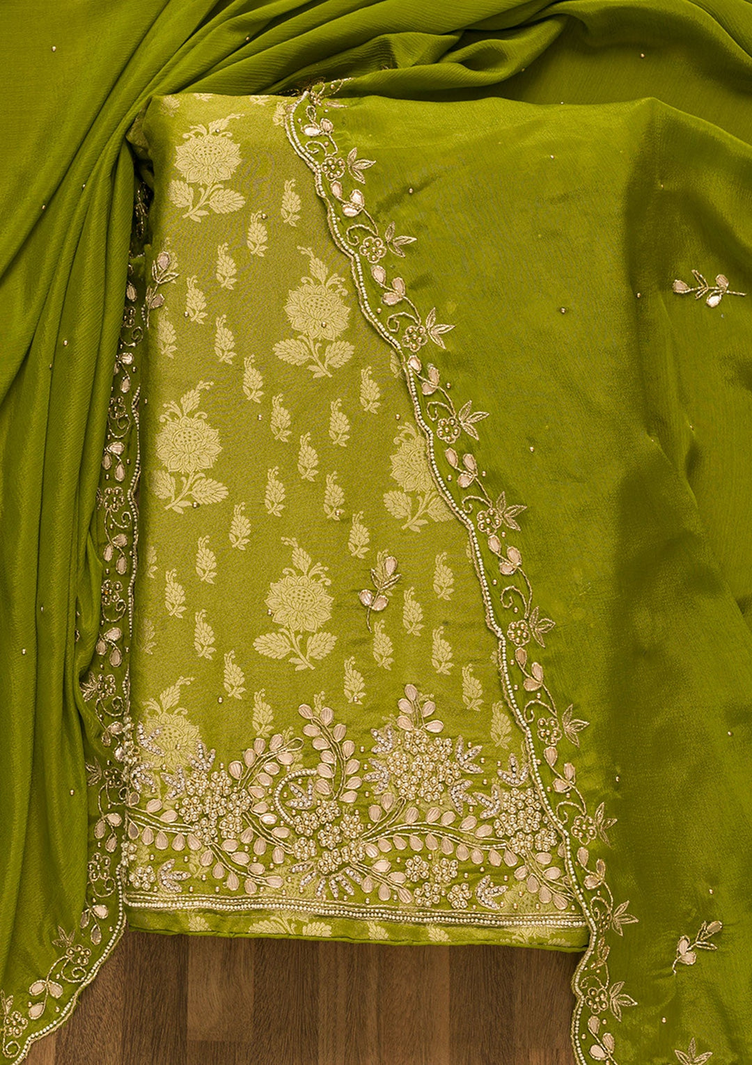 Mehendi Gotapatti Brocade Salwar Kameez-Koskii